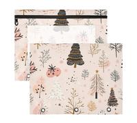 Foiosoh Pencil Bags Portable 3 Hole Pocket for A4 Paper Letter 2 Pack Teacher Class Safari Tree Peach