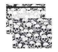 Foiosoh Pencil Box With Smooth Zippers 3 Hole Punch for A4 Paper Letter 2 Pack Students Office Funny Skull White