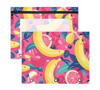 Foiosoh Pencil Box With Zipper Plastic File Folder for A4 Paper Letter 2 Pack Students Class Banana and Leaf
