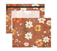 Foiosoh Pencil Case Adorable 3 Hole Punch for 3 Rings Binder 2 Pack Students Back To School Autumn Flowers Terracotta