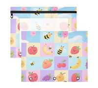 Foiosoh Pencil Case With Smooth Zippers Plastic File Folder for A4 Paper Letter 2 Pack Students School Supplies Funny Check Banana