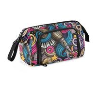 Foiosoh pencil pouches Large Capacity High School Supplies Multifunctional Pencil Bag With Zipper for Student Travel Cute Doodles Music