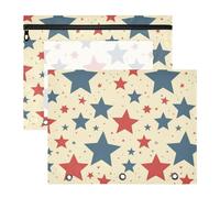 Foiosoh pencil pouches With 3 Reinforced Grommets Pocket Folders for 3 Rings Binder 2 Pack Teacher Back To School Elements Star Light Yellow