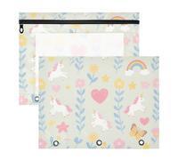 Foiosoh pencil pouches With 3 Reinforced Grommets Storage Bag for A4 Paper Letter 2 Pack Teacher Art Supplies Storage Rainbow Dreamy Pattern