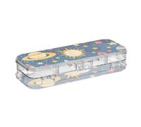 Foiosoh Planet Sun Plastic Box For Pencils 2 Layer Pens Case Boxes For Stationery With Snap-Tight Lid
