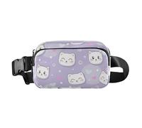 Foiosoh Pretty Kittens Purple Trendy Waist Pack Crossbody Bag for Women Men Teenagers Large Capacity Belt Bag Travel Wallet with Adjustable Strap for Workout Running Hiking, Pretty Kittens Purple, One