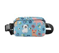Foiosoh Puppy Bees Fashionable Fanny Pack Waist Bag for Women Men Small Belt Bag with Adjustable Strap for Travel Running Hiking, Puppy bees happy blue, One Size