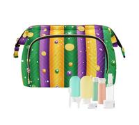 Foiosoh Purple and Yellow Deads Pattern Makeup Bags Zipper Travel Toiletry Bag Cosmetic Bags For Purse for Card Key Organizers, Mardi Gras beads, One Size, Cartoon