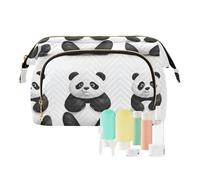 Foiosoh Purple Flower Cosmetics Bag Portable Travel Cosmetic Bags Jewelry for Travel Cosmetic, sweet panda white, One Size, Cartoon