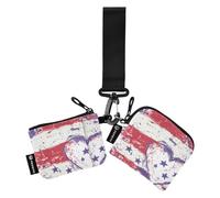 Foiosoh Purple Stars and Hearts Dual Wristlet Wallets for Women Minimalist Coin Purse Change Holder with Zipper Coin Pocket for Ladies Girls 2 Packs, purple stars and hearts, One Size, Modern