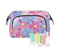 Foiosoh Purple Waterproof Cosmetic Heart Small Travel Bag For Handbag Cosmetic Bags For, Beautiful flower peach and blue, 1 size, cartoon