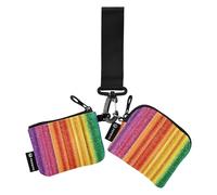 Foiosoh Rainbow Stripe Pattern Colorful Women's Coin Pouches Card Holder Mini Fashion Identity Card Protector with Zipper Coin Pocket for Work Travel 2 Packs, rainbow stripe pattern colorful, One Size