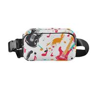 Foiosoh Retro Musical Rock White Trendy Crossbody Bag Waist Packs for Women Men Teenagers Waterproof Sling Bag Travel Essential with Adjustable Strap for Workout Running Hiking, Retro Musical Rock