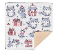 Foiosoh Scottish Fold Cats White Large Non-Slip Baby Gym & Activity Mat for Indoor Outdoor Washable Tummy Time Activity Mat for Baby Toddler Infant, 50'' x 50''