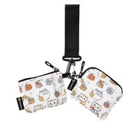 Foiosoh Scottish Fold Cats White Women's Change Wallet Card Cases Thin Flat Card Money Holder with Wristle Strap for Work Travel 2 Pcs, Scottish Fold cats white, One Size, Modern