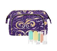 Foiosoh Simple Pattern Green Purple Yellow Cosmetics Bag Zipper Travel Bags For Women Women's Coin Change Purse for Cosmetic Organizer, Mardi Gras curve purple, One Size, Cartoon