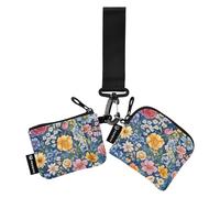 Foiosoh Small Delphinium Rose Blue Dual Coin Purse Credit Card Holder Wallet Large Capacity Zipper Purse Wallet with Zipper Coin Pocket for Men Women 2 Pcs, small Delphinium Rose Blue, One Size
