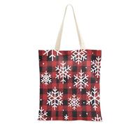 Foiosoh Snowflakes Buffalo Plaid Red Canvas Bags Canvas Grocery Tote for DIY, Advertising, Promotion, Activity
