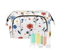 Foiosoh Spring Flowers Iris White Cosmetic Bag Zipper Bathroom Storage Bag Women's Coin Purse for Make Up, Sunflower birds white, One Size, Cartoon