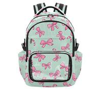 Foiosoh Star Design Unicorns Clear School Backpack Cute Sturdy Casual Backpack Travel Bag for Boys Girls, Age 7-18, Bows Design Green, 12.6"x 7"x 17.3"