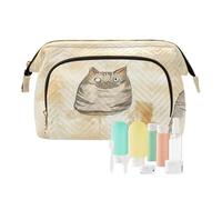 Foiosoh Sweet Maine Cooncats Peach Makeup Bag Zipper Large Capacity Travel Women Cash Wallet for Makeup Brushes, Cute Rustic cats Beige, One Size, Cartoon