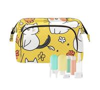 Foiosoh Sweet Maine Cooncats Peach Makeup Bag Zipper Large Capacity Travel Women Cash Wallet For Makeup Brushes, Cute Funny Cats Yellow, 1 size, Cartoon, Cute Funny Cats Yellow, 1 size, cartoon