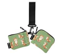 Foiosoh Sweet Wild Fox Green Dual Wristlet Wallets for Women Small Portable Card Organizer Purse with Zipper Pocket for Women Men 2 Packs, Sweet Fox Green, One Size, Modern