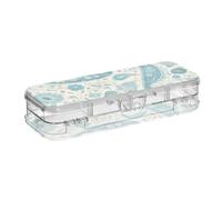 Foiosoh Teal Simple Shape Clear Pencil Box Plastic Double-Deck Pens Case Hard For Craft Art With Snap-Tight Lid