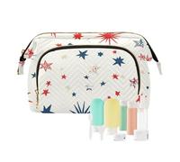 Foiosoh Toiletry Bag Retro Musical White Rock Essential Cosmetic Bag Change Bag for Cards Keys Organizer, Red and Blue Stars, 1 Size, Cartoon, Red and Blue Stars, One Size, Cartoon, Red and blue