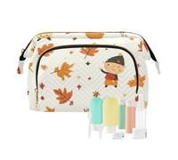 Foiosoh Tortoise Teal and Beige Cosmetic Bags Essentials Make Up Bags For Women Change Purse for Large Cosmetic, fall leaves beige, One Size, Cartoon