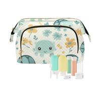 Foiosoh Tortoise Teal and Beige Cosmetic Bags Essentials Make Up Bags For Women Change Purse for Large Cosmetic, Tortoise teal and beige, One Size, Cartoon