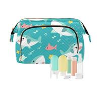 Foiosoh Tortoise Teal and Beige Cosmetic Bags Essentials Make Up Bags For Women Change Purse for Large Cosmetic, teal Cute fish pattern, One Size, Cartoon