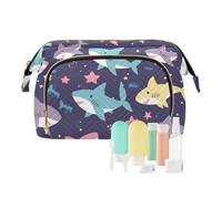 Foiosoh Tortoise Teal and Beige Cosmetic Bags Essentials Make Up Bags For Women Change Purse for Large Cosmetic, sea fish and star purple, One Size, Cartoon