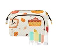 Foiosoh Tortoise Teal and Beige Cosmetic Bags Essentials Make Up Bags For Women Change Purse for Large Cosmetic, pumkin and leaf yellow, One Size, Cartoon