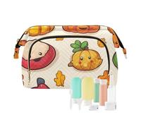 Foiosoh Tortoise Teal and Beige Cosmetic Bags Essentials Make Up Bags For Women Change Purse for Large Cosmetic, vegetables pattern beige, One Size, Cartoon