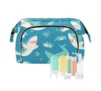 Foiosoh Tortoise Teal and Beige Cosmetic Bags Essentials Make Up Bags For Women Change Purse for Large Cosmetic, blue sea fish pattern, One Size, Cartoon