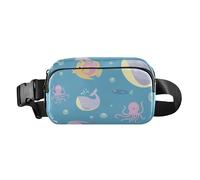 Foiosoh Undersea World Whale Cute Waist Bag Fanny Pack for Women Men Teens Mini Crossbody Passport Bag with Adjustable Strap for Workout Running Hiking, undersea world Whale blue, One Size