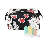 Foiosoh White Cat Elegant Toiletry Bag Portable Capacity Travel Cosmetic Bag Women Wallet Purse For Makeup Travel, Ragdoll cats and heart Black, 1 size, Cartoon, Ragdoll cats and heart Black, 1 size,