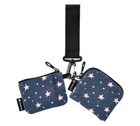 Foiosoh White Stars Blue Background Women's Coin Purses Card Cases Slim Detachable Coin Purse Change Holder with Zipper Pocket for Ladies Girls 2 Packs, white stars blue background, One Size, Modern