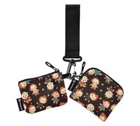 Foiosoh Witchy Cute Pattern Black Women's Coin Wallet Card Holder Slim Detachable Business Card Case Money Organizer with Zipper Pocket for Men Women 2 Pcs, witchy cute pattern black, One Size, Modern