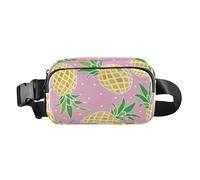 Foiosoh Yellow Pineapple Hawaiian Trendy Fanny Waist Pack for Women Men Mini Crossbody Shoulder Bag with Adjustable Strap for Travel Shopping Running, Peach yellow Pineapple Tropical hawaiian, One