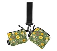 Foiosoh Yellow Wild Flowers Dual Wristlet Wallets for Women Large Capacity Business Card Case Money Organizer with Wristle Strap for Ladies Girls 2 Pcs, yellow wild flowers, One Size, Modern