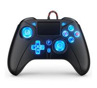 FOIRCEADAL RGB Wired Controller for PS5/PC/PS-4, 3.5mm Audio Jack, Marco Function, 6-Axis Motion