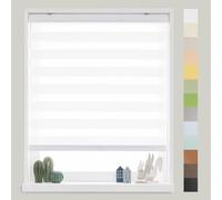 FOIRESOFT Standard Cordless Custom Zebra Roller Shades and Blinds [Basic, White, W 24 x H 72 inch] Dual Layer Sheer for Day and Night Light Control Privacy, 20 to 105 in Height