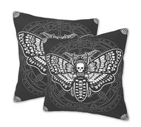 FOISIIAEA Throw Pillow Covers Set of 2 18x18 in Moth Dead Head Decorative Pillow Cases Cushion Cover for Living Room Bedroom Sofa