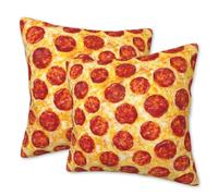 FOISIIAEA Throw Pillow Covers Set of 2 18x18 in Pepperoni Pizza Decorative Pillow Cases Cushion Cover for Living Room Bedroom Sofa