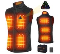 Foiueyga Heated Vest with Power Bank for Men Women Electric 7.4 V DC Heating Vest Men Women Lightweight Heated Vest Outdoor Heating Vest with 8 Heating Zone 4-in-1 Button 3 Temperature Levels, black,