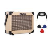 Fojill Battery Power Bluetooth 10W Watt Electric Guitar Amplifier Amp Practice Small Portable Travel Mini Amp with 3.5 Headphone Jack Aux Distortion Gain Treble Bass Volume (Yellow)
