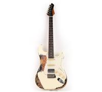 Fojill FSTR-60 Heavy Relic Solid Body Electric Guitar Roasted Canadian Maple Neck Real Rosewood Fretboard Fingerboard Elm Body Stainless Fret(Cream)