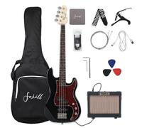 Fojill Full Size Four String Electric Bass Guitar With 10 Watt Amplifier 4 String Right Handed Beginner Kit Set With 600D Gig Bag,Picks,Noiselss Cable,Extra Strings(GBK)